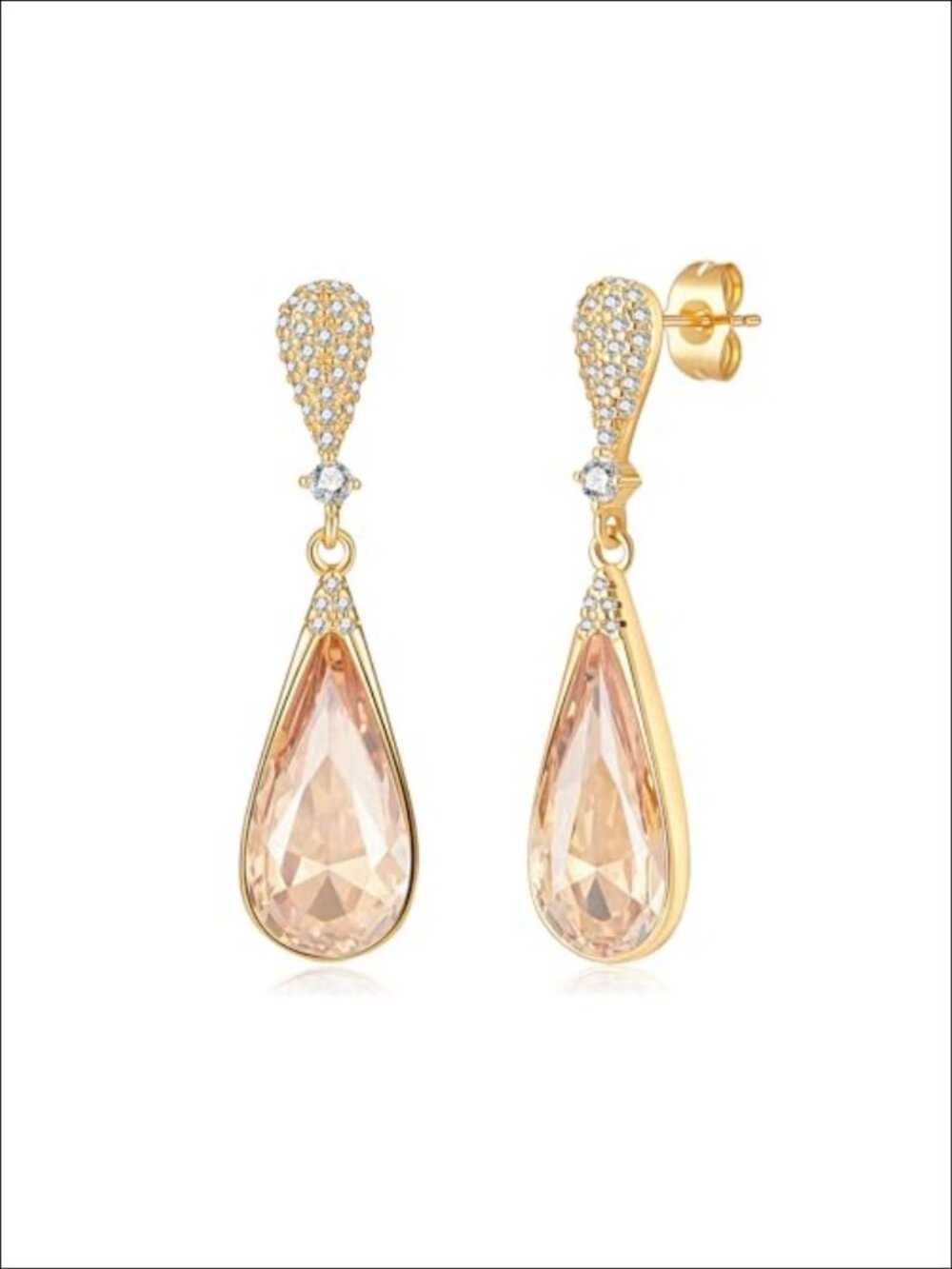 Austrian Crystal Teardrop Dangle Drop Earrings 14K Gold Plated Hypoallergenic